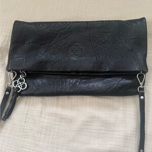 Stella & Dot Black Leather Wristlet